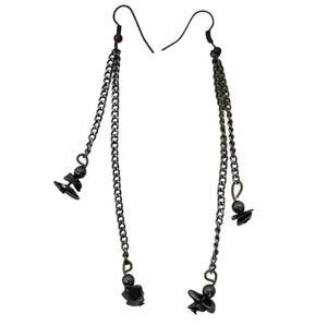 Hematite Earrings Stones Dangle Earrings Minimalist Drop High Low